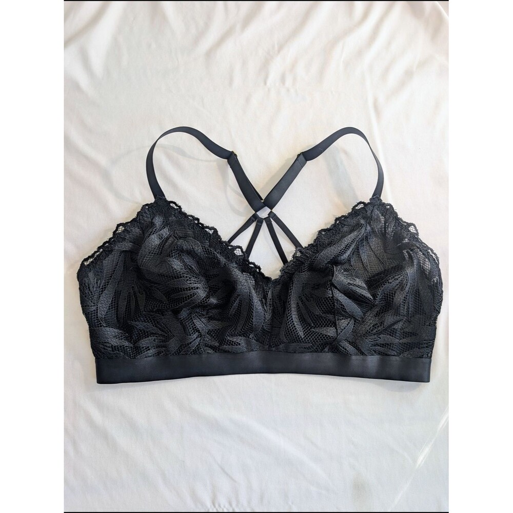 aerie Lace Bralette with Strappy Back - Black